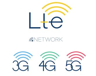 Lte icon. Network signs 3g, 4g, 5g. Vector technology. Set. Design template isolated illustration. Internet symbol in flat line minimalism style.